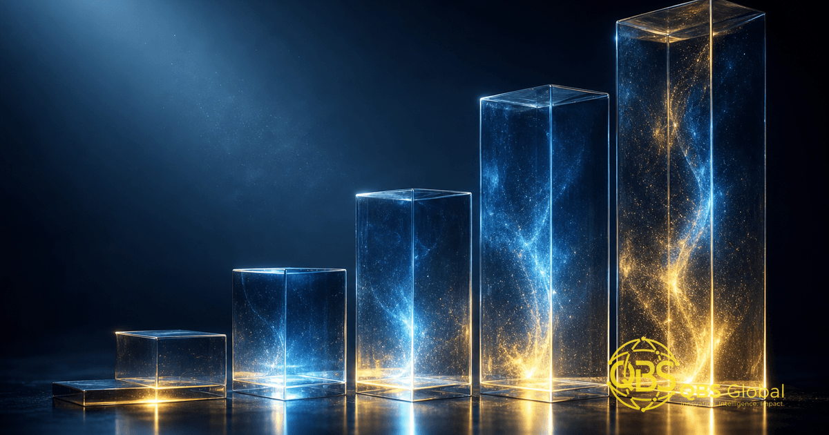 Abstract ascending glass tiers representing ATS pricing levels